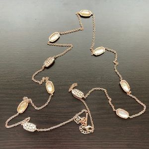 Kelsie Station Necklace - Brown MOP/Rose Gold